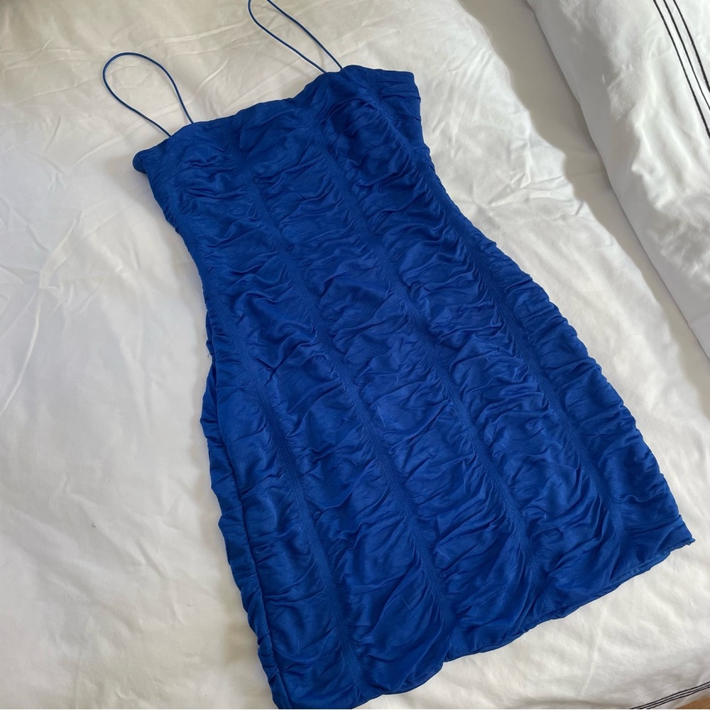 Blue mini dress with open back size S